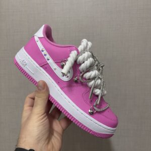 AIR FORCE 1 Pink/Rose rope laces Swarovski Pearl