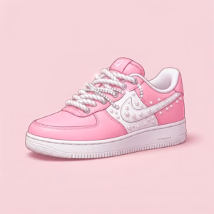 AIR FORCE 1 Pink/Rose rope laces Swarovski Pearl